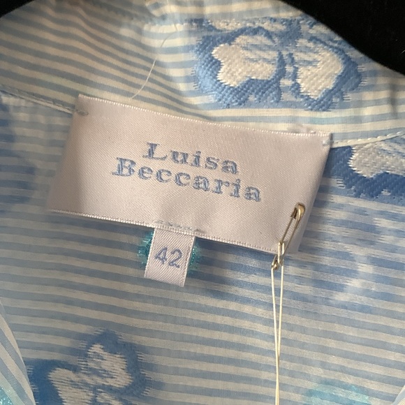 BRAND NEW Luisa Beccaria blue flower Printed Chiffon Blouse - Picture 2 of 12